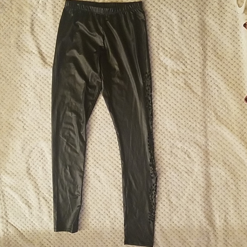 NWOT Pinkeli • Faux Leather Laser Cut Leggings
